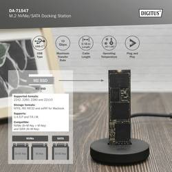 Digitus DA-71547 USB-C™ (USB 3.2 Gen 2) M.2 PCIe NVMe, M.2 SATA dokovací stanice pro pevný disk