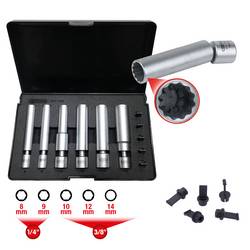 KS Tools 500.7325 Speciální sada nástrčných hlavic a zapalovací svíčky 1/4 + 3/8 s kloubem, 11 ks