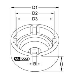 KS Tools 460.0950 Klíč na drážkové matice pro ložiska ventilátoru Volvo s 4 čepy, vnitřní čep Ø 54 mm
