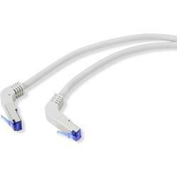 Renkforce RF-4892468 RJ45 síťové kabely, propojovací kabely CAT 6A S/FTP 0.15 m šedá 90° zatočeno dolů 1 ks
