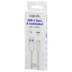 LogiLink Kabel USB-C USB 2.0 USB-A zástrčka, USB-C ® zástrčka 1 m růžová stíněný CU0324