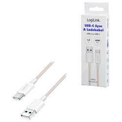 LogiLink Kabel USB-C USB 2.0 USB-A zástrčka, USB-C ® zástrčka 1 m růžová stíněný CU0324