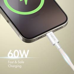 LogiLink Kabel USB-C USB 2.0 USB-A zástrčka, USB-C ® zástrčka 1 m růžová stíněný CU0324