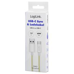 LogiLink Kabel USB-C USB 2.0 USB-A zástrčka, USB-C ® zástrčka 1 m žlutá látkový potah CU0333