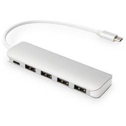 Digitus DA-70242-1 USB Hub 4 + 1 port USB-A USB 3.0 5 GBit/s s portem pro rychlé nabíjení, s konektorem USB C, s hliníkovým krytem stříbrná DA-70242-1