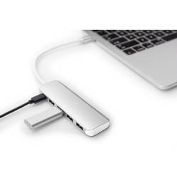 Digitus DA-70242-1 USB Hub 4 + 1 port USB-A USB 3.0 5 GBit/s s portem pro rychlé nabíjení, s konektorem USB C, s hliníkovým krytem stříbrná DA-70242-1