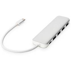 Digitus DA-70242-1 USB Hub 4 + 1 port USB-A USB 3.0 5 GBit/s s portem pro rychlé nabíjení, s konektorem USB C, s hliníkovým krytem stříbrná DA-70242-1