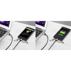 Renkforce USB kabel USB 2.0 USB-A zástrčka, USB-C ® zástrčka, USB Micro-B zástrčka, Apple Lightning konektor 3.00 m tmavě šedá opletený RF-3334578