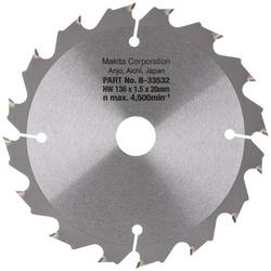 Makita SPECIALIZED B-33532 tvrdokovový pilový kotouč 136 x 20 x 1 mm Počet zubů (na palec): 16 1 ks