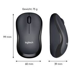 Logitech M220 Silent optická myš, přenos bezdrátový, 3 tlačítko, 1000 dpi, černá