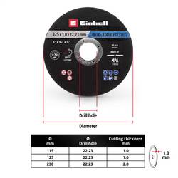 Einhell 711442 sada řezných kotoučů 125 mm 10 ks kov, nerezová ocel, ocel, list