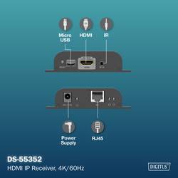Digitus DS-55352 HDMI™, HDMI® vstup, USB, USB-A, USB 1.1, RJ45 , microUSB HDMI přijímač přes síťový kabel RJ45 200 m
