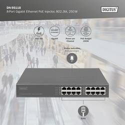 Digitus DN-95118 PoE injektor 10 / 100 / 1000 MBit/s IEEE 802.3bt