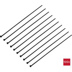 TRU COMPONENTS TC-12814196, stahovací pásky, 4.8 mm, 370 mm, černá, s kovovým jazýčkem, Stabilní vůči UV záření, 100 ks