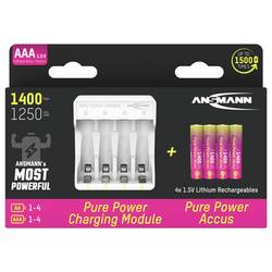 Ansmann Pure Power Set 4× Micro AAA Akkus und Lademodul akumulátor AAA Li-Ion 1250 mAh 1.5 V 1 ks
