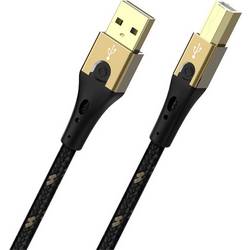 Oehlbach USB kabel USB 2.0 USB-A zástrčka, USB-B zástrčka 7.50 m černá/zlatá třížilový stíněný D1C9545