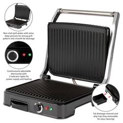 Clatronic KG 3487 elektrický gril, kontaktní gril, černá, nerezová ocel