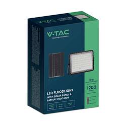 V-TAC VT-120W LED reflektor, solární modul 15 W, studená bílá, černá, 7825