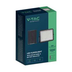 V-TAC VT-120W LED reflektor, solární modul 15 W, studená bílá, černá, 7825