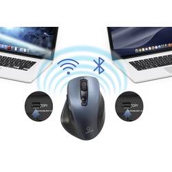 Renkforce optická ergonomická myš, přenos Bluetooth®, bezdrátový, 7 tlačítko, 1600 dpi, šedá
