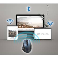 Renkforce optická ergonomická myš, přenos Bluetooth®, bezdrátový, 7 tlačítko, 1600 dpi, šedá
