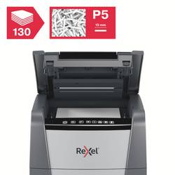 Rexel Optimum AutoFeed+ 130M skartovačka 150 listů mikrořez 2 x 15 mm P-5 44 l Křížový řez kancelářské sponky, sponky do sešívačky, kreditní karty