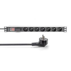 Digitus DN-95407-FR 19 palec zásuvková lišta pro datové skříně 1 U Vhodné pro hloubku skříně: od 300 mm hliník, hliník (eloxovaný), černá, černá (matná),