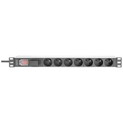 Digitus DN-95407-FR 19 palec zásuvková lišta pro datové skříně 1 U Vhodné pro hloubku skříně: od 300 mm hliník, hliník (eloxovaný), černá, černá (matná),