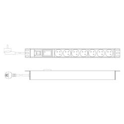 Digitus DN-95407-FR 19 palec zásuvková lišta pro datové skříně 1 U Vhodné pro hloubku skříně: od 300 mm hliník, hliník (eloxovaný), černá, černá (matná),