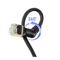 Renkforce RF-6071556 RJ45 síťové kabely, propojovací kabely CAT 8.2 S/FTP 2.00 m černá Zásuvné kontakty otočné o 360°, Zahnutý kabelový vývod 1 ks