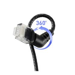 Renkforce RF-6071544 RJ45 síťové kabely, propojovací kabely CAT 6 U/UTP 2.00 m černá Zásuvné kontakty otočné o 360°, Zahnutý kabelový vývod 1 ks