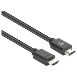 Manhattan HDMI kabel Zástrčka HDMI-A, Zástrčka HDMI-A 2 m černá 356657 4K UHD, PVC plášť, pozlacené kontakty, dvoužilový stíněný HDMI kabel