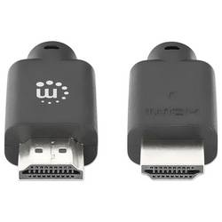 Manhattan HDMI kabel Zástrčka HDMI-A, Zástrčka HDMI-A 2 m černá 356657 4K UHD, PVC plášť, pozlacené kontakty, dvoužilový stíněný HDMI kabel