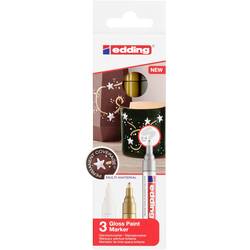 Edding Glanzlackmarker 4-750-3-999 popisovač na laky zlatá (metalíza), stříbrná (metalíza), kovová bílá 2 mm, 4 mm