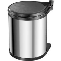 Hailo Compact-Box M 3555-101 odpadkový koš, 15 l, nerezová ocel, (Ø x v) 285 mm x 355 mm, stříbrná, černá, 1 ks