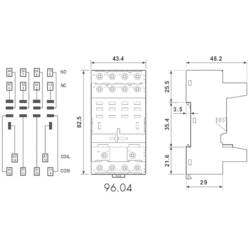 Finder 96.04 patice pro relé Finder řada 56, Tray, 1 ks