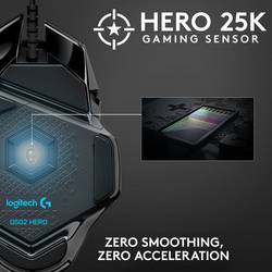 Logitech G502 Hero optická herní myš, přenos USB, 11 tlačítko, 16000 dpi, černá