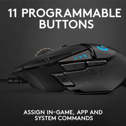 Logitech G502 Hero optická herní myš, přenos USB, 11 tlačítko, 16000 dpi, černá