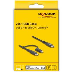 Delock Kabel USB-C USB 2.0 USB-C ® zástrčka, USB-C ® zástrčka, Apple Lightning konektor 1.00 m černá 81170