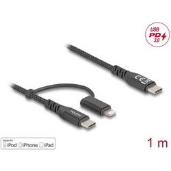 Delock Kabel USB-C USB 2.0 USB-C ® zástrčka, USB-C ® zástrčka, Apple Lightning konektor 1.00 m černá 81170