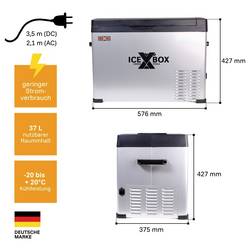 CrossTools ICEBOX 40 Eco přenosná lednice (autochladnička) Energetická třída (EEK2021): B (A - G) kompresor 230 V, 24 V, 12 V stříbrná (matná), černá 37 l