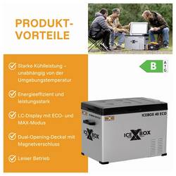 CrossTools ICEBOX 40 Eco přenosná lednice (autochladnička) Energetická třída (EEK2021): B (A - G) kompresor 230 V, 24 V, 12 V stříbrná (matná), černá 37 l