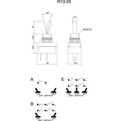 TRU COMPONENTS 1587672 TC-R13-25A2-05 páčkový spínač 250 V/AC 6 A 1x vyp/zap s aretací 1 ks