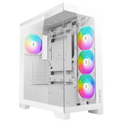 AZZA COVE WHITE midi tower PC skříň černá 3 předinstalované LED ventilátory, 1 předinstalovaný LED ventilátor