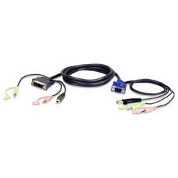 ATEN KVM kabel [1x VGA zástrčka, USB 2.0 zástrčka A, jack zástrčka 3,5 mm - 1x USB 2.0 zásuvka B, jack zástrčka 3,5 mm, DVI zástrčka 18+5pólová] 3.00 m černá