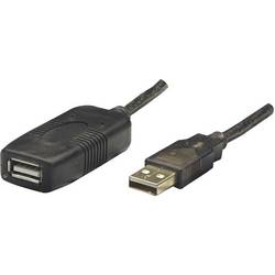 Manhattan USB kabel USB 2.0 USB-A zástrčka, USB-A zásuvka 20.00 m černá 150958