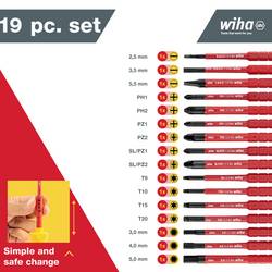 Wiha slimVario sada šroubováků, plochý, křížový PH, Pozidriv, Plus/Minus, TORX, šestiúhelník, 19dílná, 41231