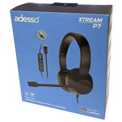 Adesso Xtream P7 AI Copilot Headset Headset otevřená (On Ear) kabelová stereo černá melírovaná headset Počítače