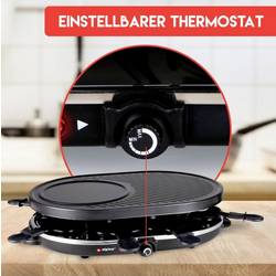 Alpina Switzerland 871125218240 raclette gril 8 pánví, nepřilnavý povlak, indikátor černá