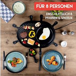 Alpina Switzerland 871125218240 raclette gril 8 pánví, nepřilnavý povlak, indikátor černá